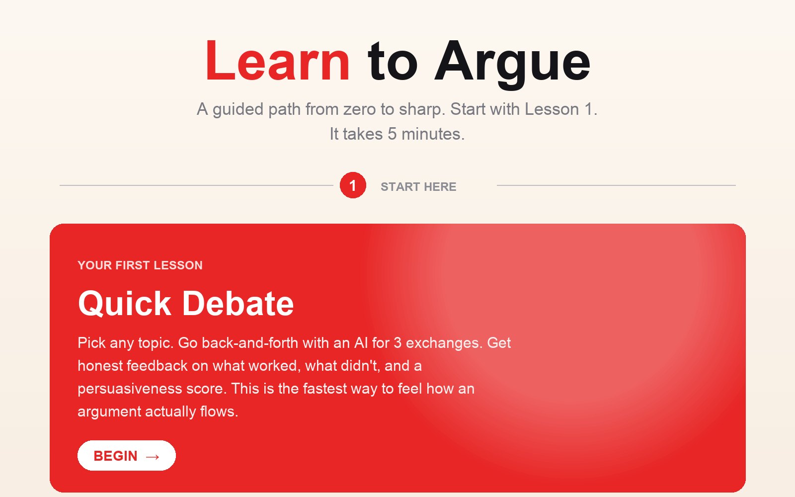 Learn to Argue — Quick Debate, your first lesson